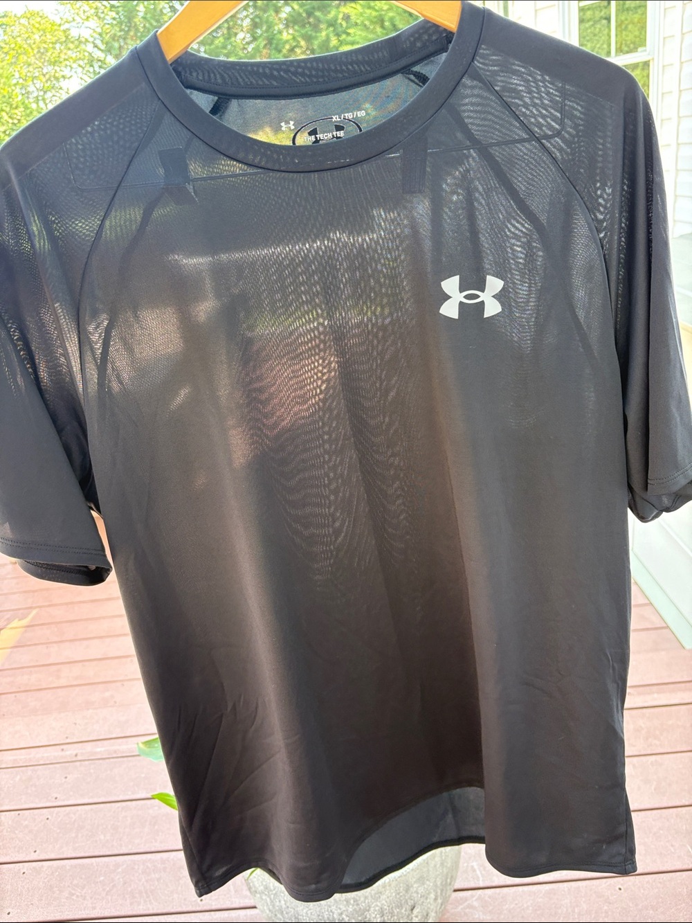 Under Armour Black Short Sleeve Athletic Tech Tee with White Logo